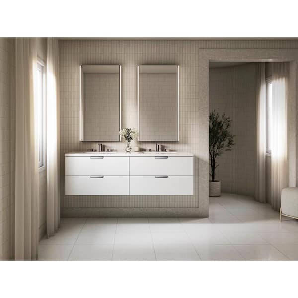 Maxstow 60 in. Wall-Hung Bathroom Vanity Cabinet with Sink and Quartz Top in White