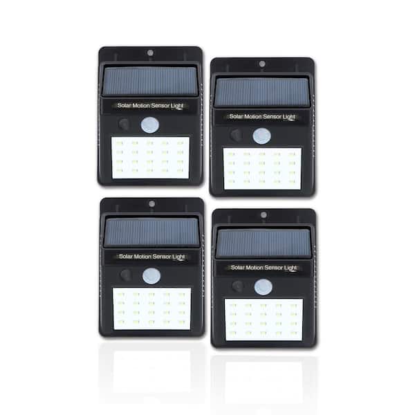 NATURE POWER 20-Light Black Motion Activated Integrated LED Wall Pack Light (4-Pack)