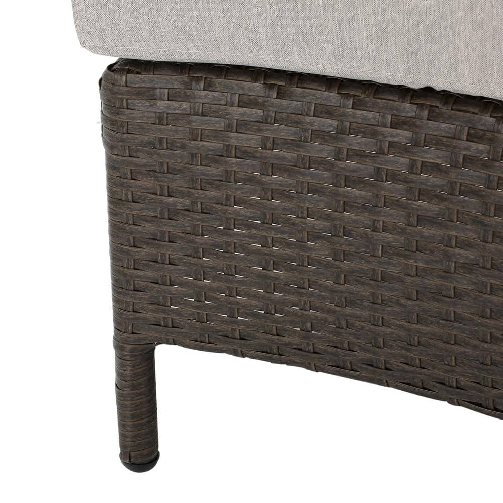 Adelina Brown Wicker Sectional Loveseat with Ceramic Gray Cushions