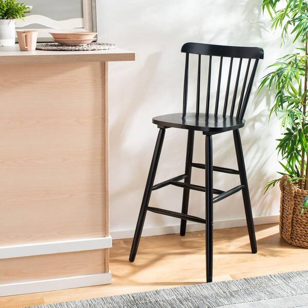 SAFAVIEH Galena 43.1 in. Black Bar Stool (Set of 2) BST8502B-SET2