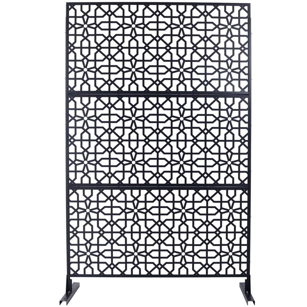 76 in. H Black Steel Garden Fence Freestanding Decorative Patterns Privacy Screen price history on PriceWatchPro