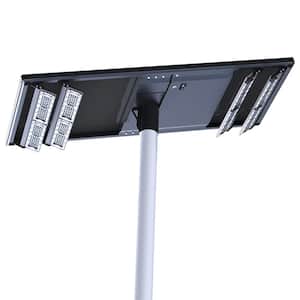 1500- Watt Equivalent Integrated LED Black Dual Head Solar Area Light 6000K for Street Parking Lot Garden