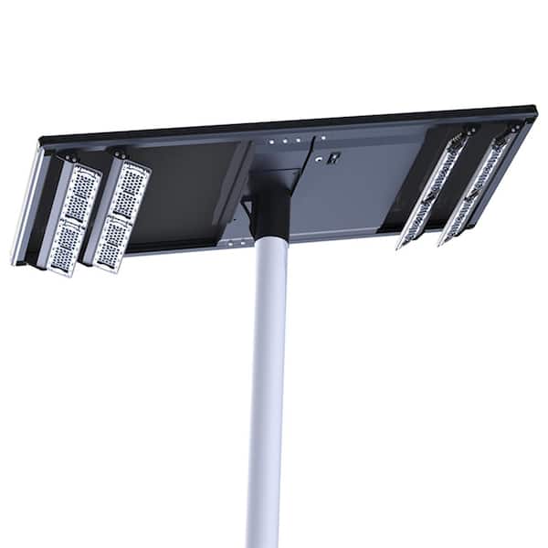 eLEDing 1500- Watt Equivalent Integrated LED Black Dual Head Solar Area Light 6000K for Street Parking Lot Garden