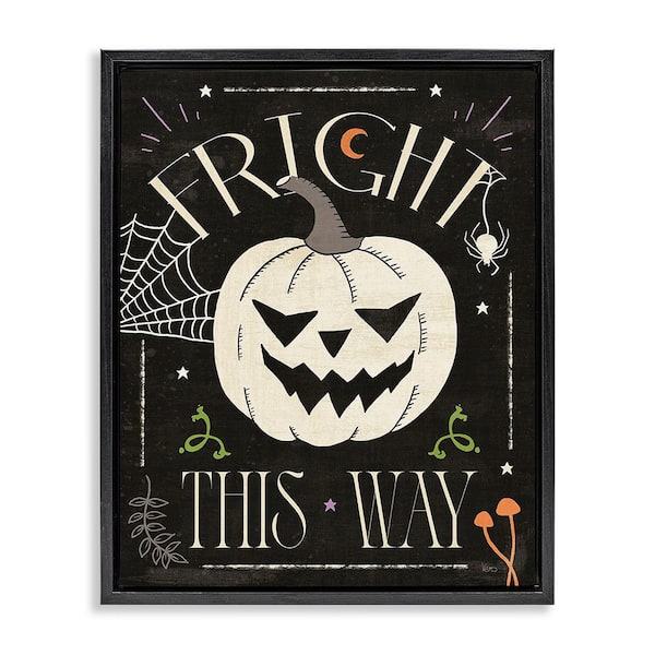 Stupell Industries Fright This Way Phrase by Veronique Charron 1 Piece Floater Frame Graphic Print Typography Art Print 21 in. x 17 in.