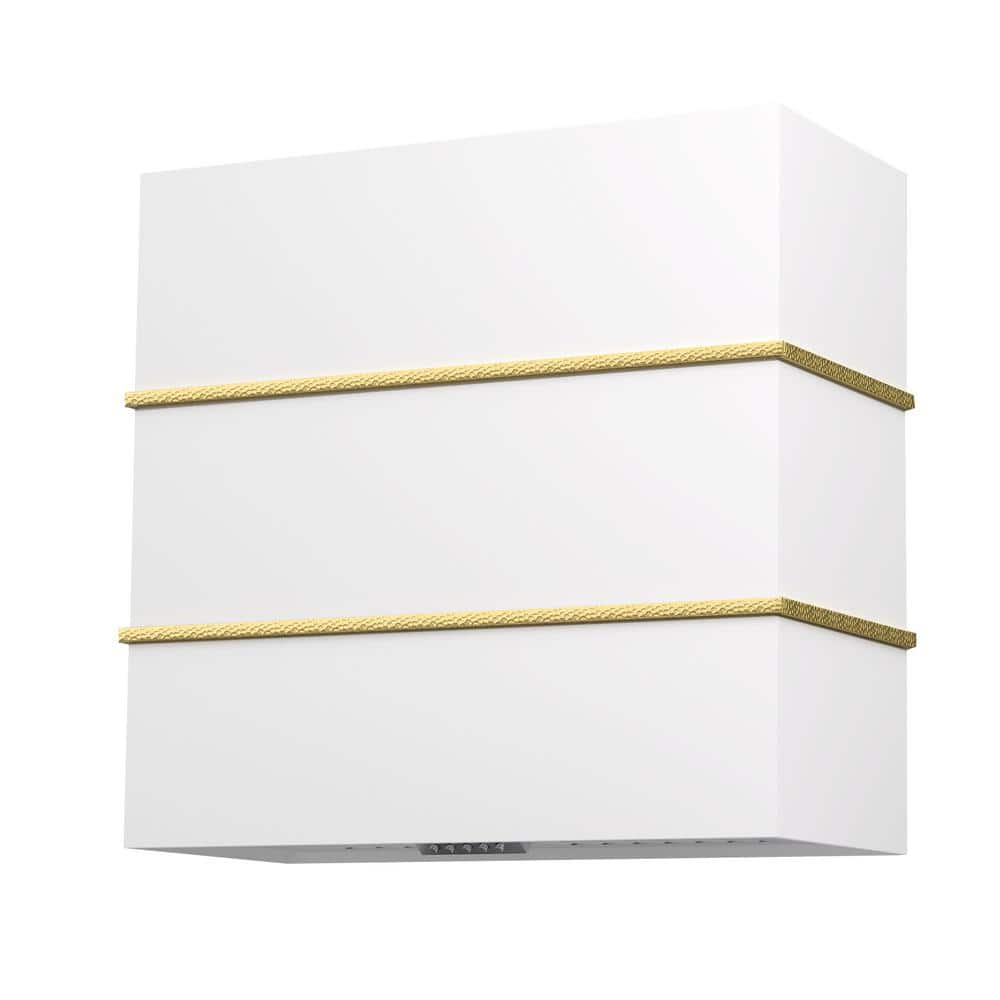 Akicon 30 in Stainless Steel Range Hood with Powerful Vent Motor, 600 CFM, 3-Speed, Wall Mount, in White with Gold