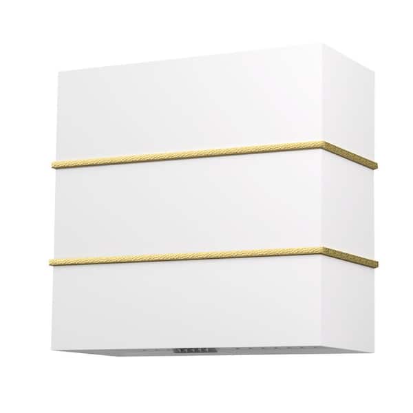 Akicon 30 in Stainless Steel Range Hood with Powerful Vent Motor, 600 CFM, 3-Speed, Wall Mount, in White with Gold