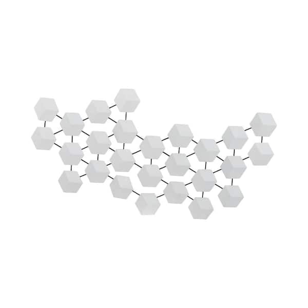 Liv & Skye 44 in. x 23 in. Metal Black/White Staggered Hexagon Wall Art
