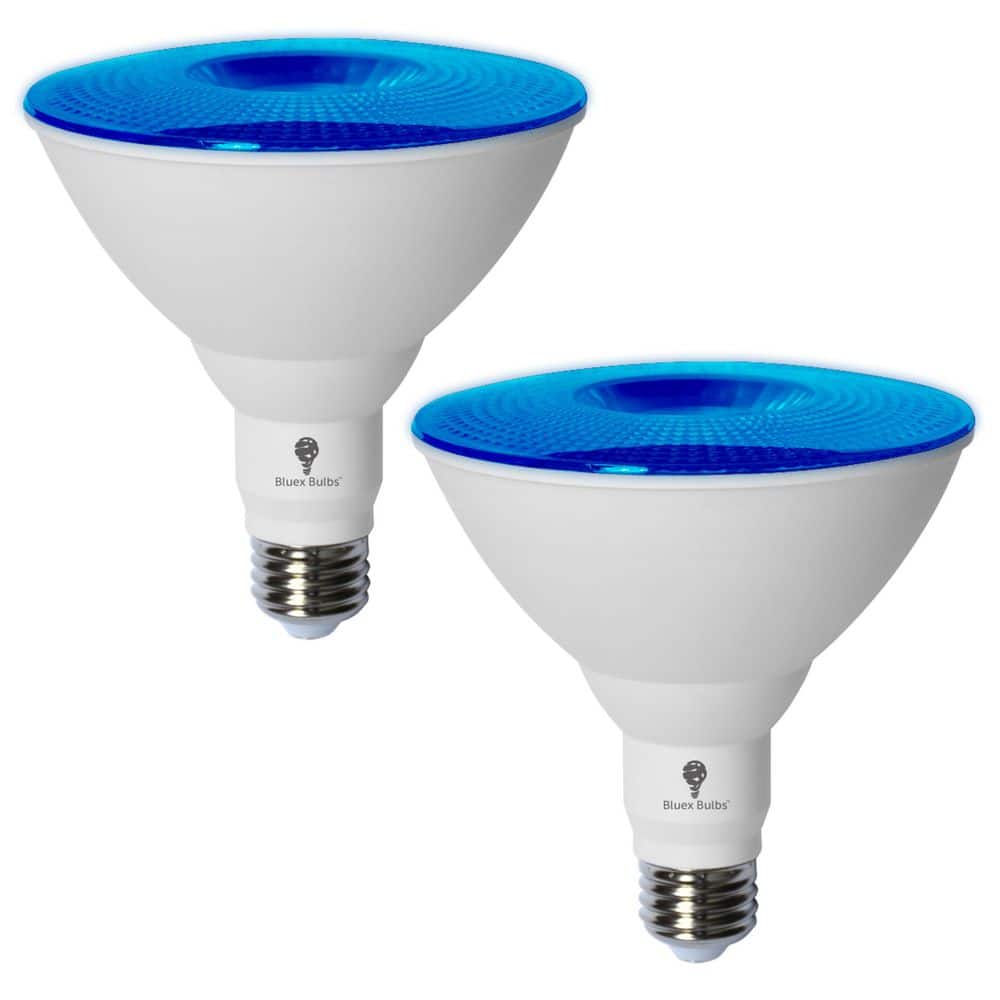 BLUEX BULBS 120-Watt Equivalent PAR38 Decorative Indoor/Outdoor LED Light Bulb in Blue (2-Pack) -  BLUE-PAR38-18W