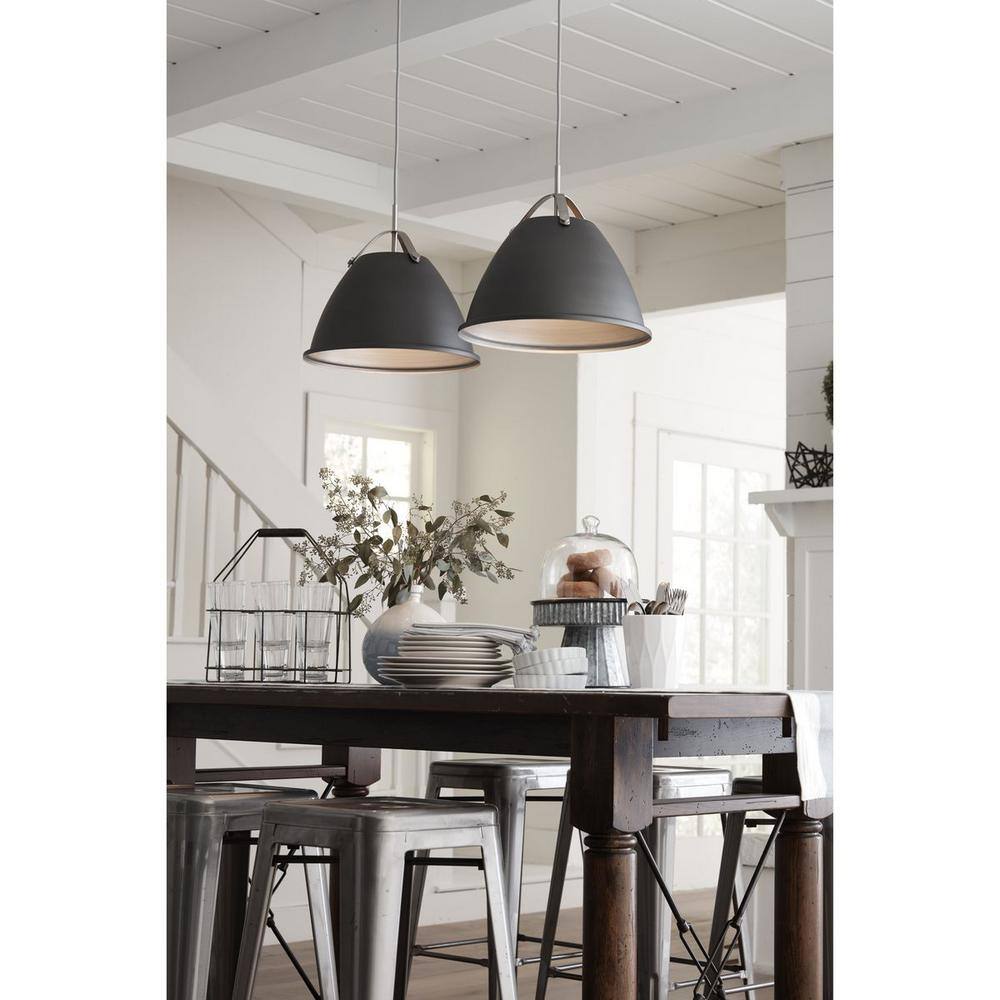 Graphite and Silver 15" Steel Pendant Light