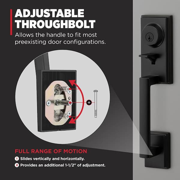 Kwikset Peralta Matte Black Single Cylinder Door Handleset with