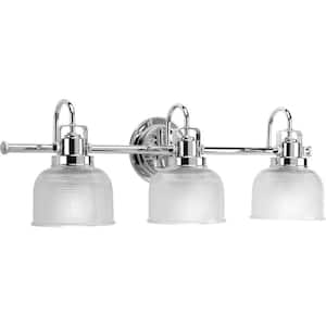 Archie Collection 26-1/2 in. 3-Light Polished Chrome Clear Double Prismatic Glass Coastal Bath Vanity Light