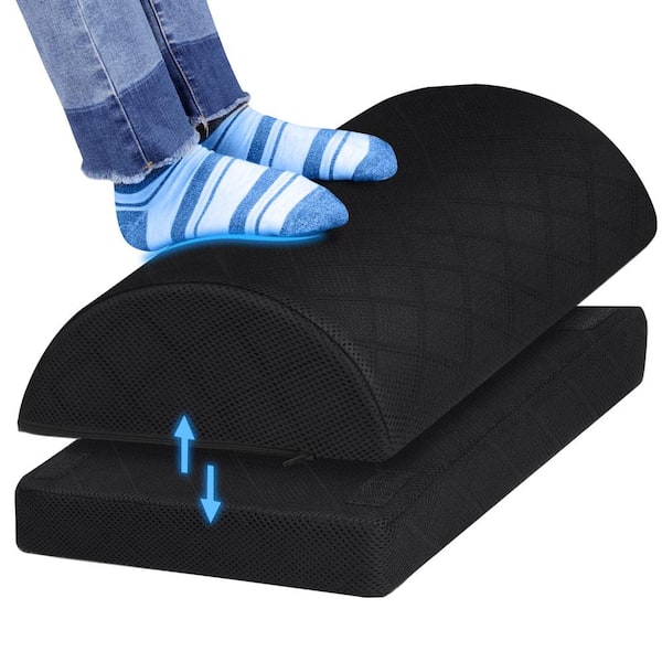 Angel Sar 20 in. L Tall Foam Gaming Desk Ottoman, Ofiice Foot Rest with 2 Adjustable Heights & Removable Cover (Black)