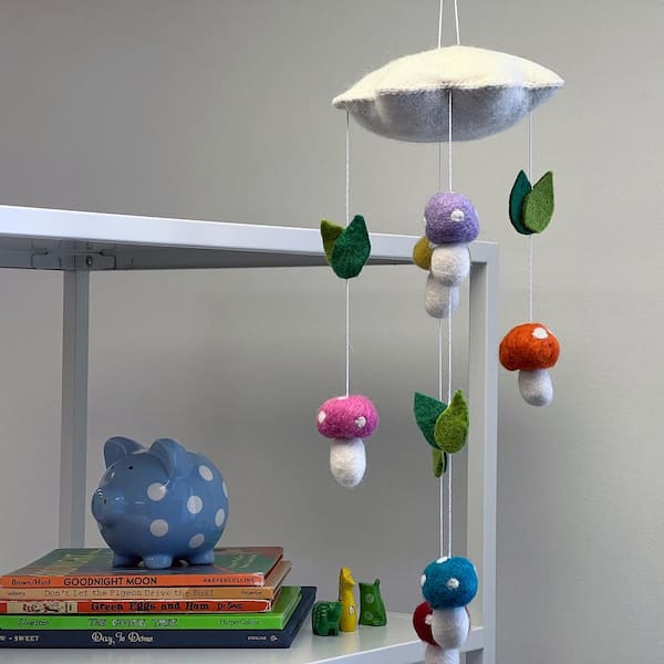 Global Crafts Mushroom Baby Nursery Felt Mobile GLG2419-596026