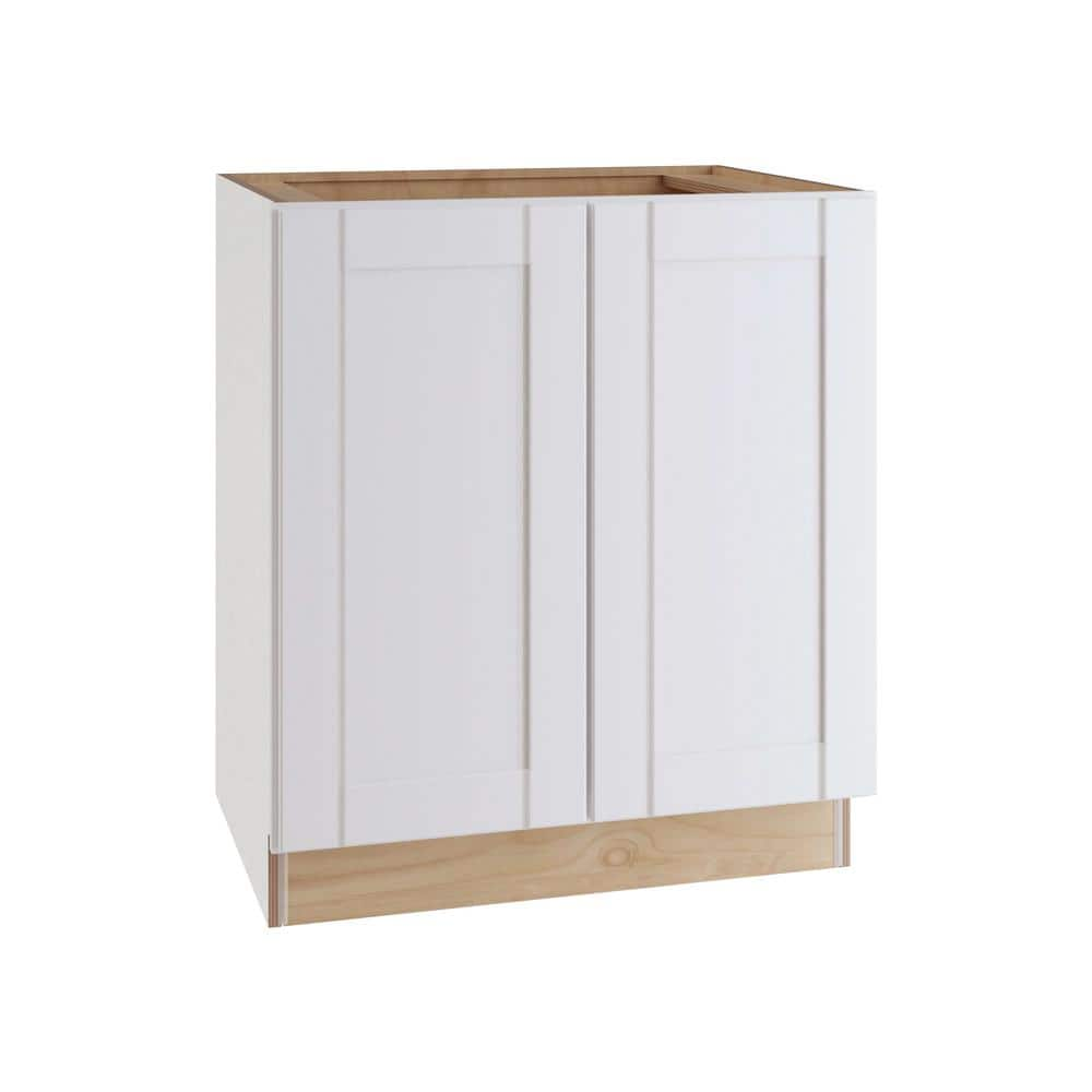 Home Decorators Collection Washington Vesper White Plywood Shaker Assembled Base Kitchen Cabinet FH Soft Close 30 in W x 24 in D x 34.5 in H