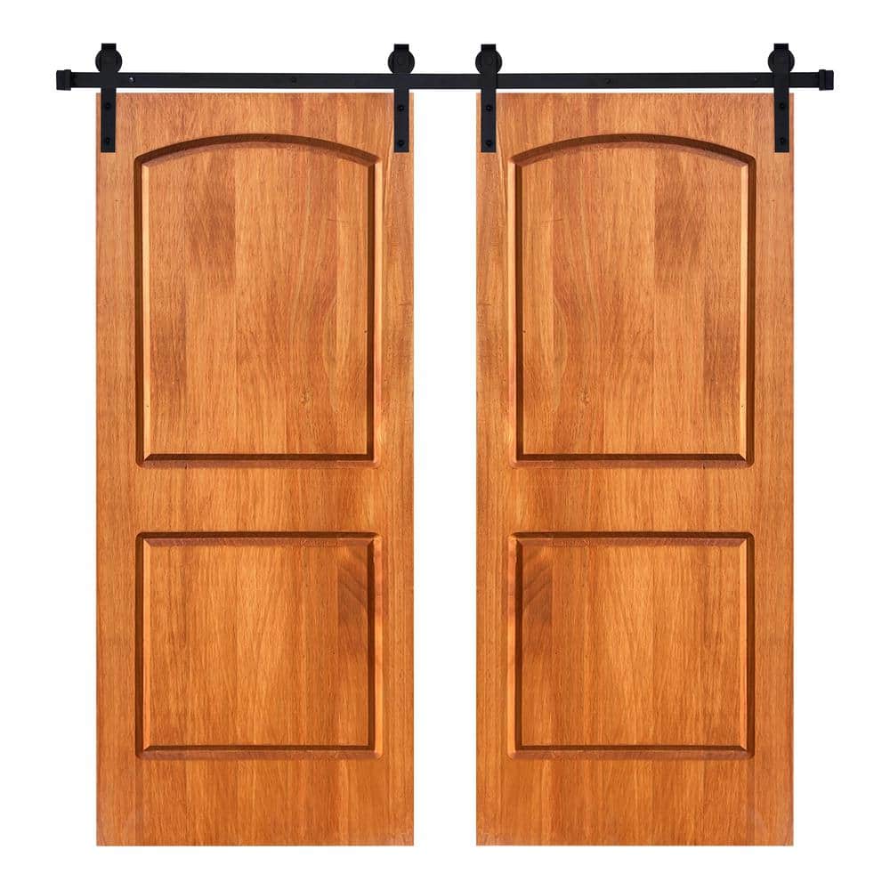 Modern 2Panel-Roman Designed 84 in. x 80 in. Wood Panel Colony Maple Painted Double Sliding Barn Door with Hardware Kit price history on PriceWatchPro