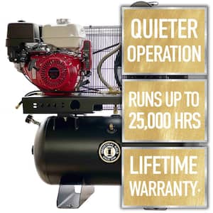 Industrial Gold 30 Gal. 13 HP Honda Portable Low RPM 175 PSI Electric Air Compressor with Quiet Operation