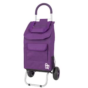 Collapsible Trolley Dolly Steel Shopping Grocery Foldable Cart in Purple