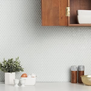 Marauder Hex Perla 10.98 in. x 11.14 in. Polished Glass Mosaic Floor and Wall Tile (0.84 sq. ft./Each)