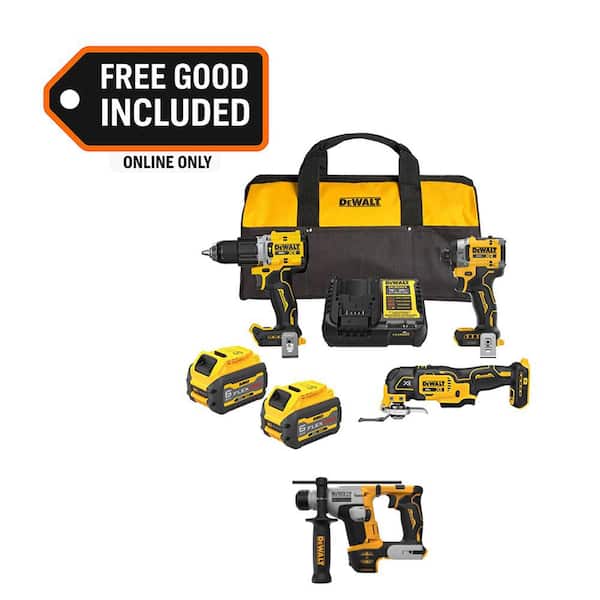 20V MAX Lithium-Ion Cordless 3-Tool Combo Kit and 5/8 in.SDS Plus Hammer Drill w/(2) Flexvolt 6 Ah Batteries and Charger