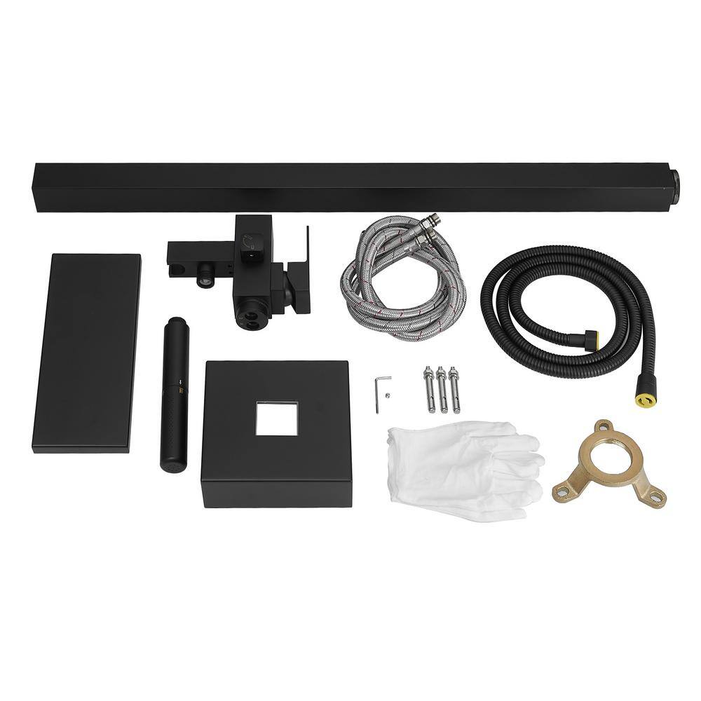 Matte Black Solid Brass Freestanding Tub Faucet with Hand Shower