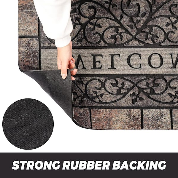 36 in. x 24 in. Black Front Door Mat Entrance, Durable Welcome Mat Outdoor Indoor
