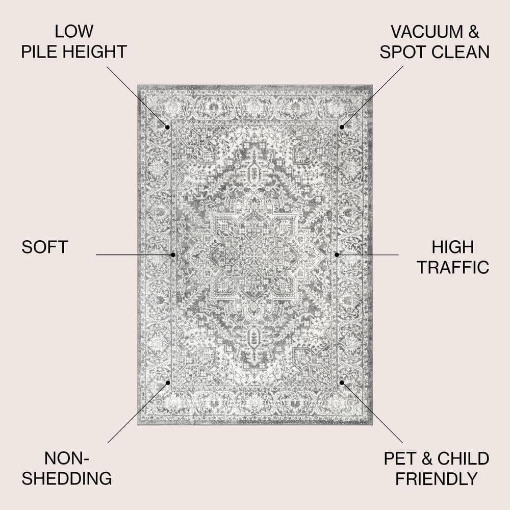Light Gray 8' x 10' Synthetic Flat Woven Area Rug