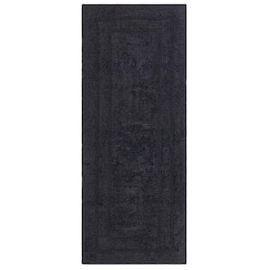 Cotton Reversible Charcoal 24 in. x 60 in. Gray Cotton Machine Washable Runner Bath Mat
