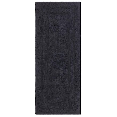 Cotton Reversible Charcoal 24 in. x 60 in. Gray Cotton Machine Washable Runner Bath Mat