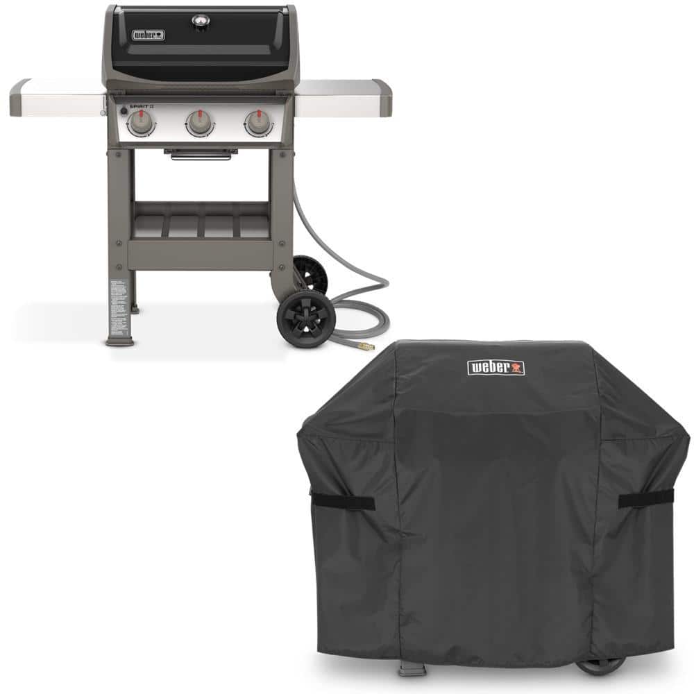 Weber Spirit II E310 Natural Gas Grill Combo with Grill Cover, Black -  1500474