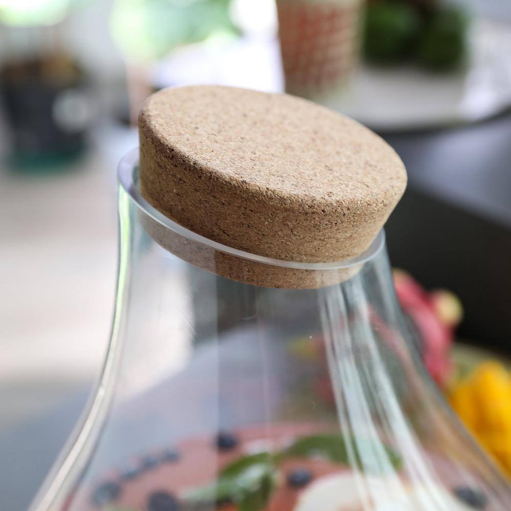 Teardrop Glass Beverage Dispenser with Cork Top and Silver Spigot