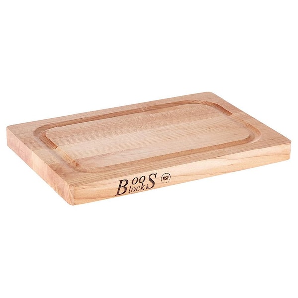 JOHN BOOS Block 8 in. x 12 in. Rectangular Maple Wood Edge Grain Reversible Cutting Board with Deep Juice Groove