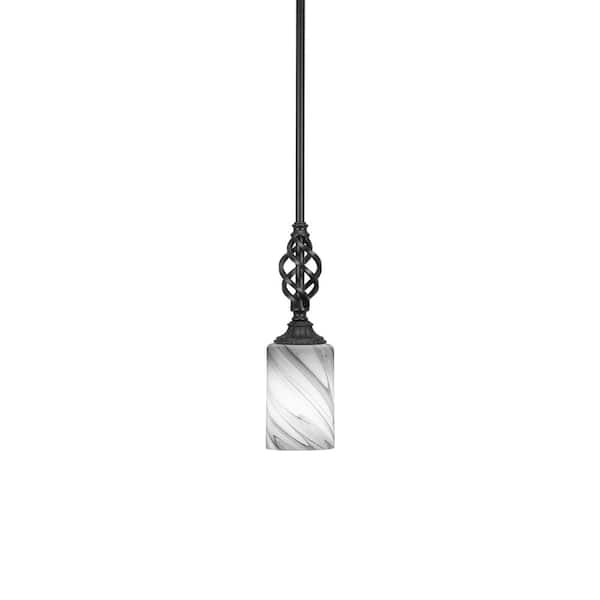 Unbranded Bridgewater 100 W 1-Light Matte Black Standard Mini Pendant Light with Glass Shade