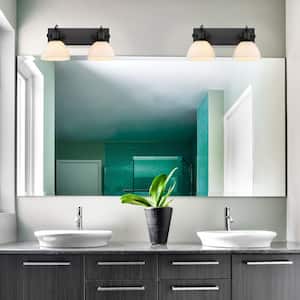 Hines 2-Light Black and Opal Glass Bath Light