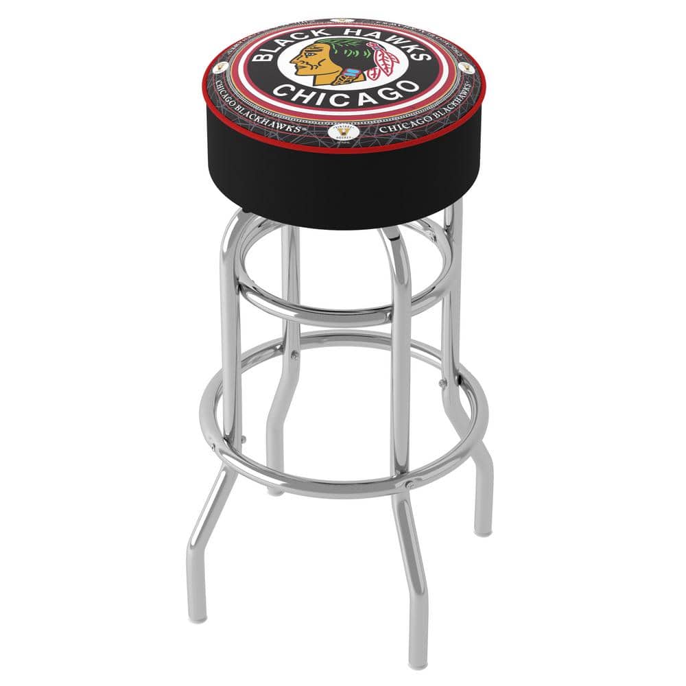 Chicago Blackhawks Throwback 31 in. Red Backless Metal Bar Stool with Vinyl