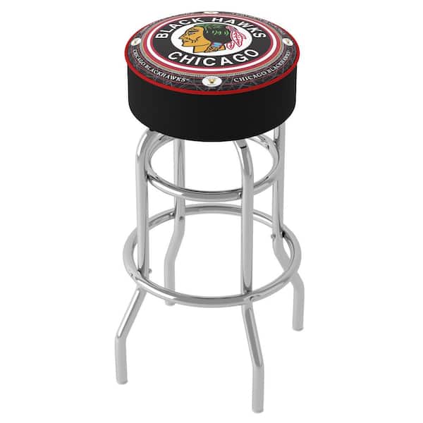 Unbranded Chicago Blackhawks Throwback 31 in. Red Backless Metal Bar Stool with Vinyl Seat