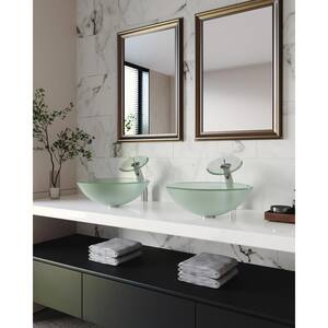 Symmetry 16.5 in. Frosted Glass Round Vessel Bathroom Sink