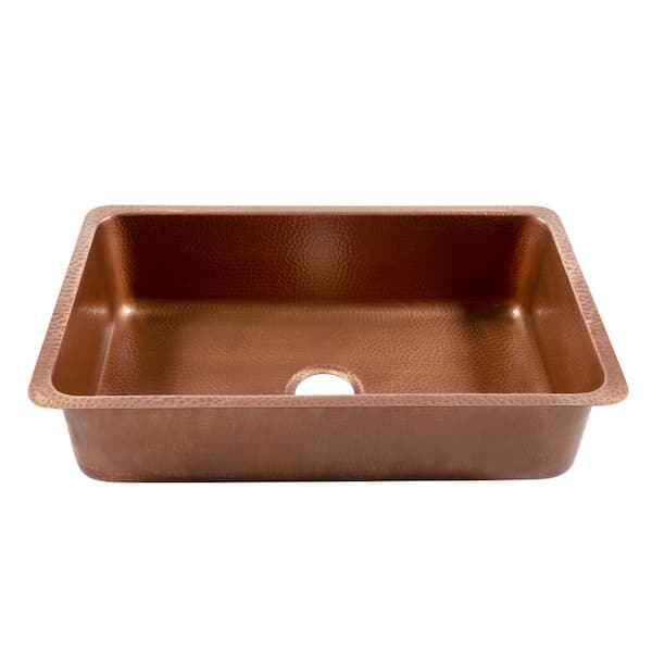 Orwell 30 in. Undermount Single Bowl 16 Gauge Antique Copper Kitchen Sink