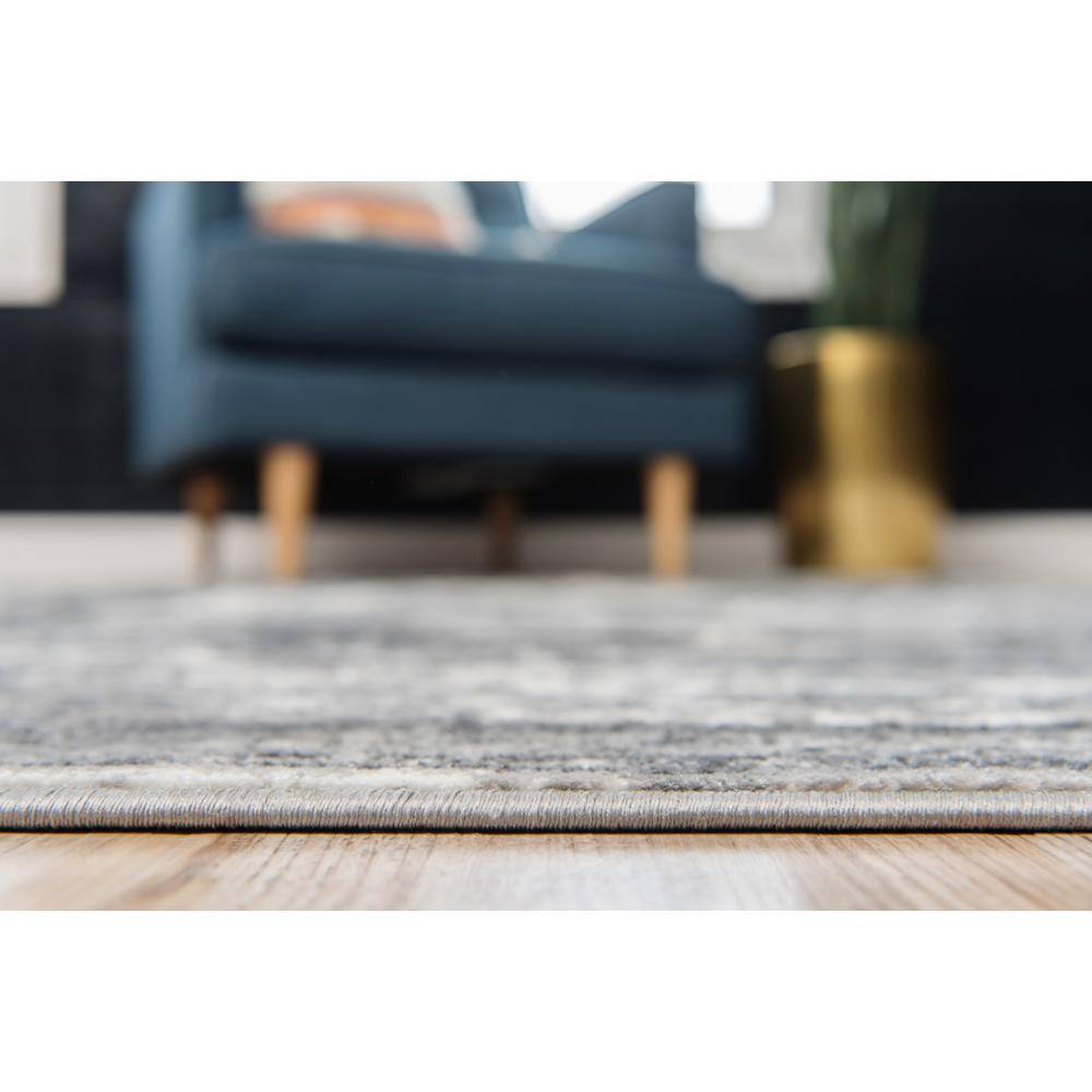 Reversible Easy-Care Gray Synthetic Rectangular Rug