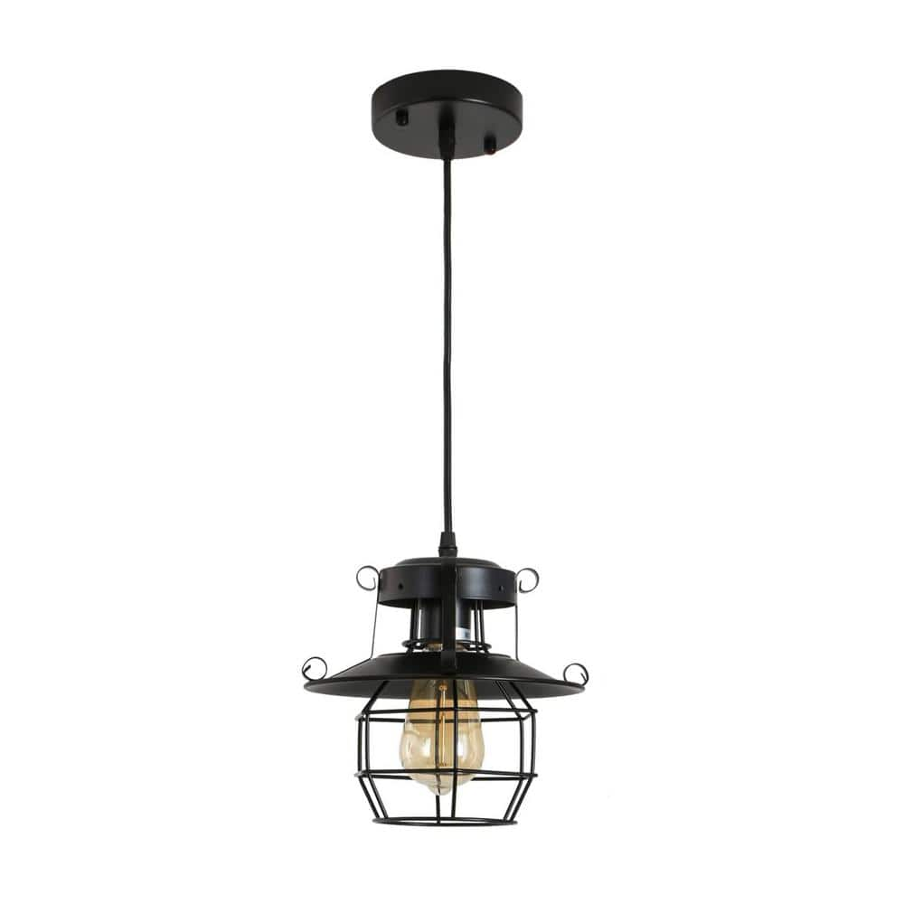 FIRHOT 60 -Watt 1 Light Black Vintage Farmhouse Pendant Light for ...