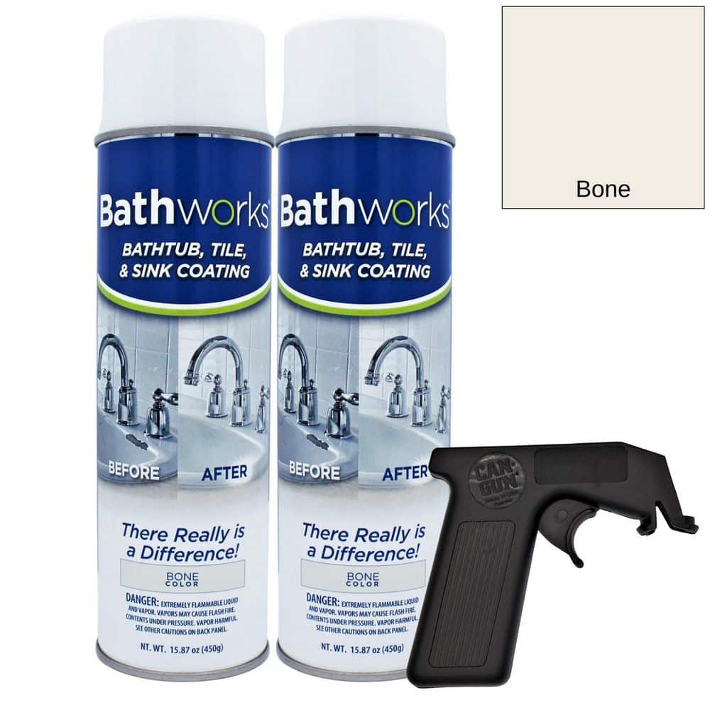 BATHWORKS 32 oz. Tub and Tile Refinishing Kit - 2 Spray Cans, Bone BSP ...