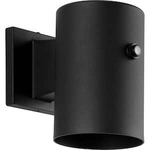 Cylinder Collection 1-Light Black 5 in. Modern Outdoor Small Wall Lantern Light