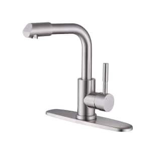 Single Handle Single Hole Bathroom Faucet with Swivel Spout Modern Stainless Steel Bathroom Sink Taps in Brushed Nickel