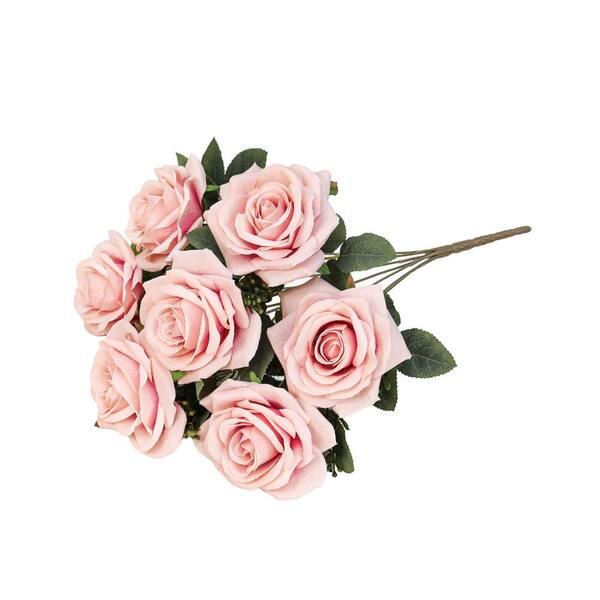 LIVING LUXURY 17 in. Blush Pink Artificial Queen Tea Rose Flower