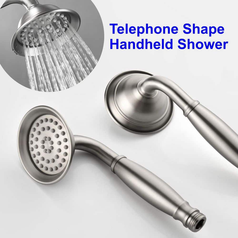 Brushed Nickel Freestanding Tub Faucet with Hand Shower