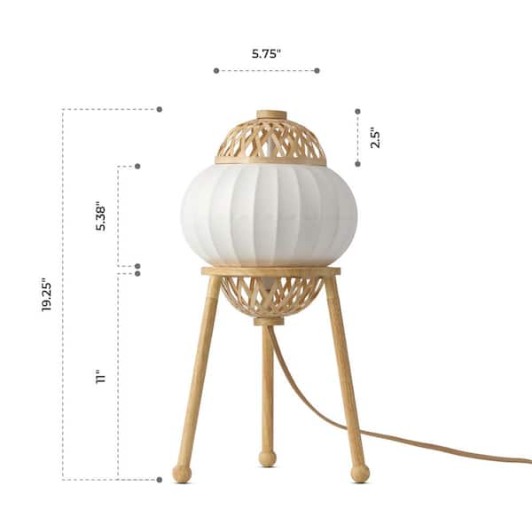 Vidalite Hikari 19.25 in. Wood Grain and Natural Style Table