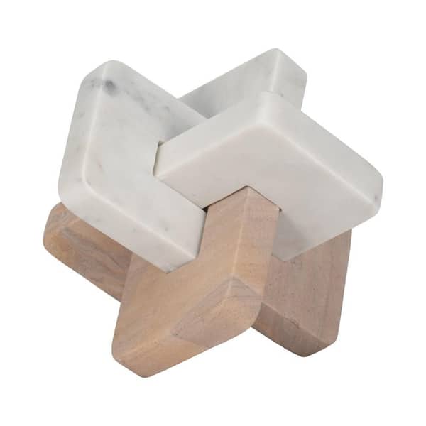 Beige/Ivory 9 in. x 9 in. Marble Stone Sculptural Knot Decorative Object