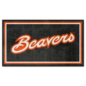 Oregon State Beavers Black 3 ft. x 5 ft. Plush Area Rug