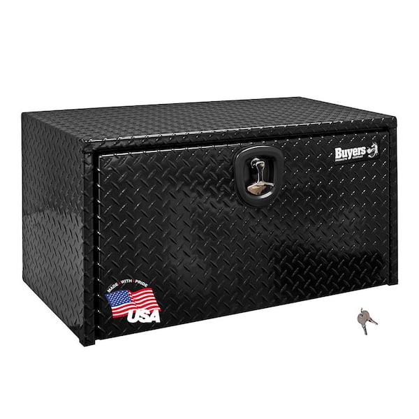 14 in. x 16 in. x 24 in. Gloss Black Diamond Tread Aluminum Underbody Truck Tool Box