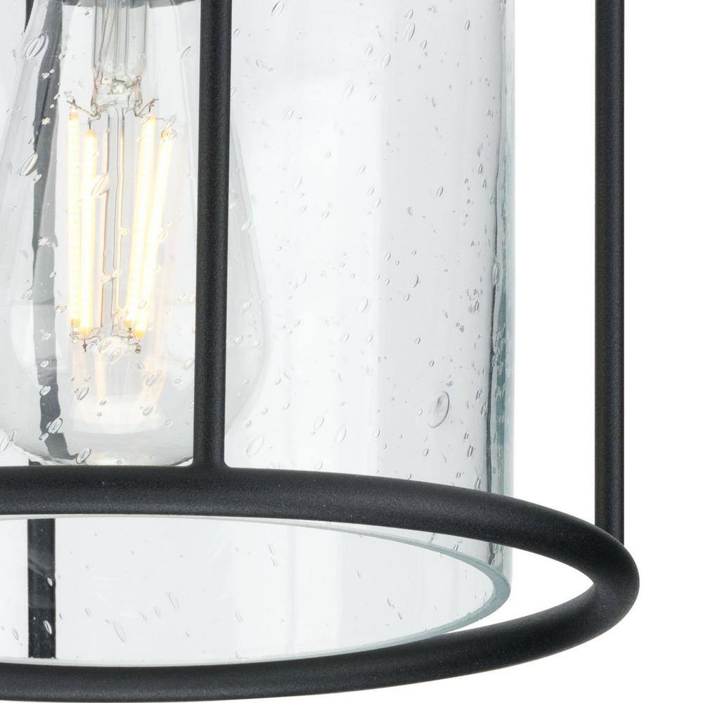 Textured Black Semi-Flush Mount Light with Clear Seeded Glass Shade