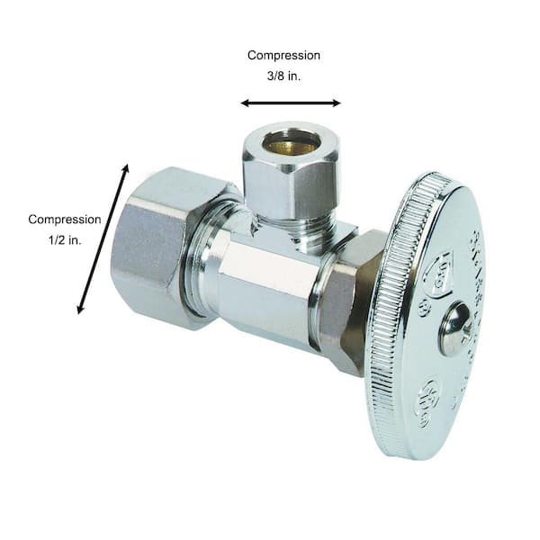 1/2 in. Nominal Compression Inlet x 3/8 in. O.D. Compression Outlet Multi-Turn Chrome Plated Angle Valve